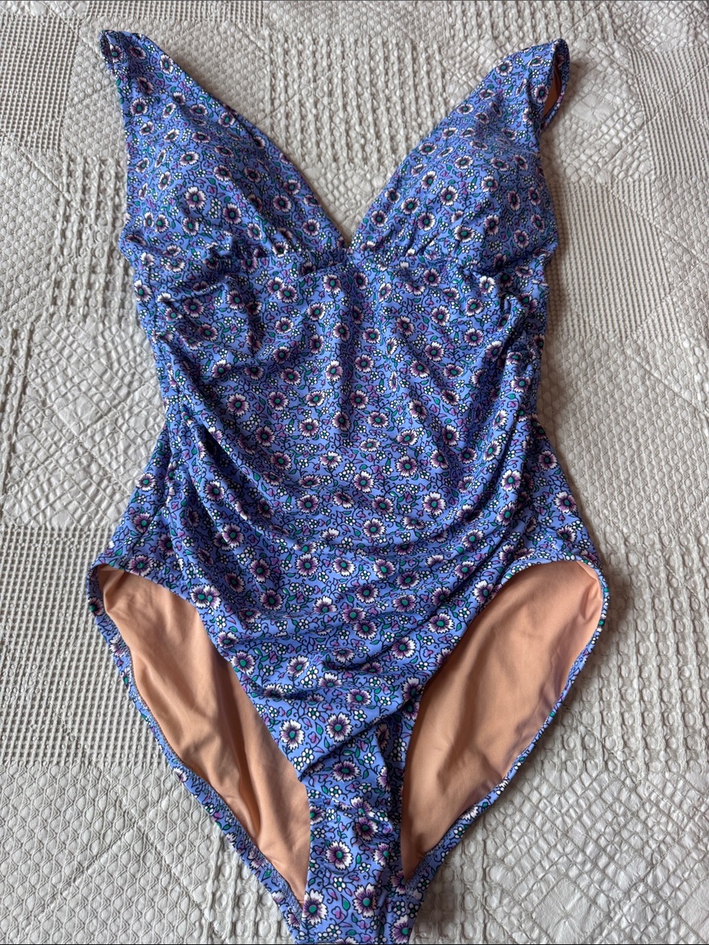 J. Crew Blue Floral One-Piece Swimsuit